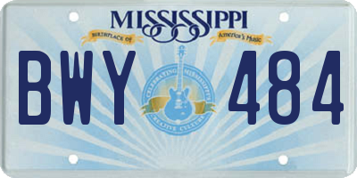 MS license plate BWY484