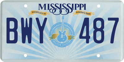 MS license plate BWY487