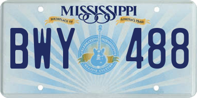 MS license plate BWY488