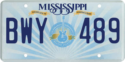 MS license plate BWY489