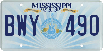 MS license plate BWY490