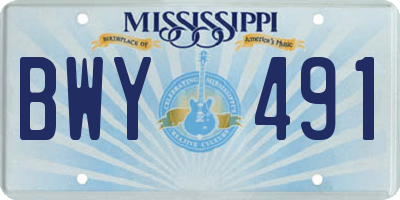 MS license plate BWY491