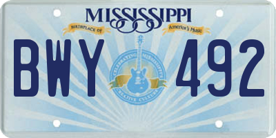 MS license plate BWY492