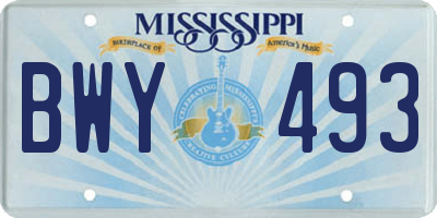 MS license plate BWY493