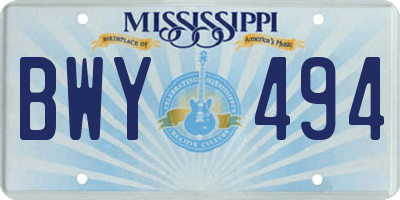 MS license plate BWY494