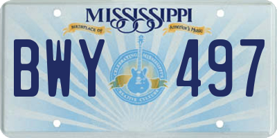 MS license plate BWY497