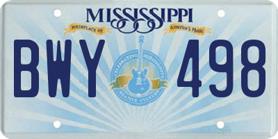MS license plate BWY498