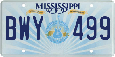 MS license plate BWY499