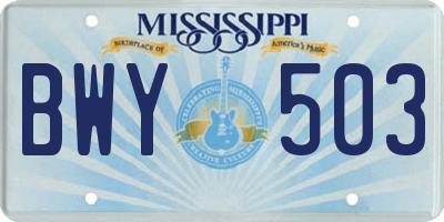 MS license plate BWY503