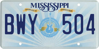 MS license plate BWY504