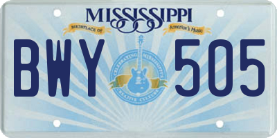 MS license plate BWY505