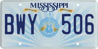 MS license plate BWY506