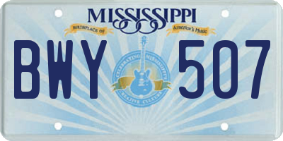 MS license plate BWY507