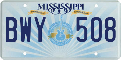 MS license plate BWY508