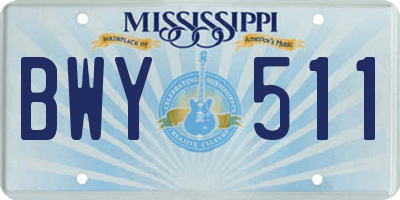 MS license plate BWY511