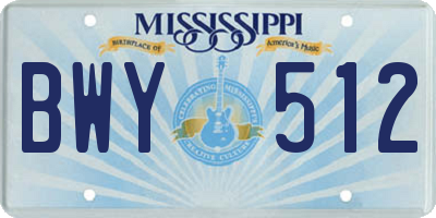 MS license plate BWY512