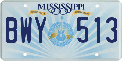 MS license plate BWY513