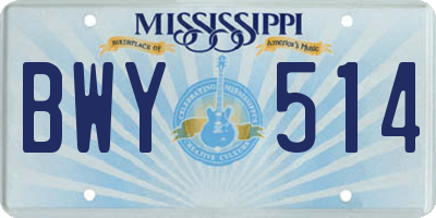 MS license plate BWY514