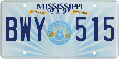 MS license plate BWY515