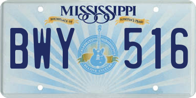 MS license plate BWY516