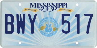 MS license plate BWY517