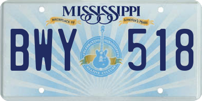 MS license plate BWY518