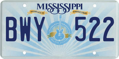 MS license plate BWY522