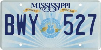 MS license plate BWY527