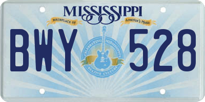 MS license plate BWY528