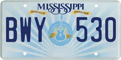 MS license plate BWY530