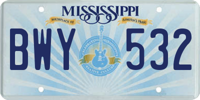 MS license plate BWY532