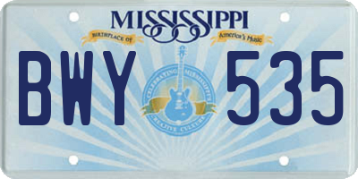 MS license plate BWY535
