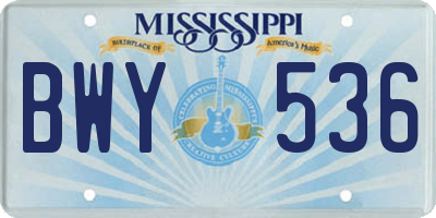 MS license plate BWY536