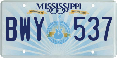 MS license plate BWY537