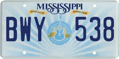 MS license plate BWY538