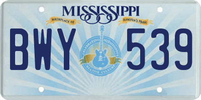 MS license plate BWY539