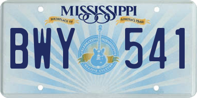 MS license plate BWY541