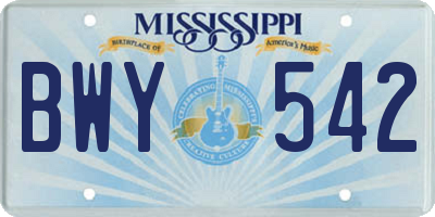 MS license plate BWY542
