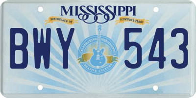 MS license plate BWY543
