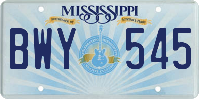 MS license plate BWY545