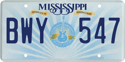 MS license plate BWY547