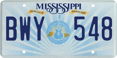 MS license plate BWY548