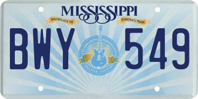 MS license plate BWY549