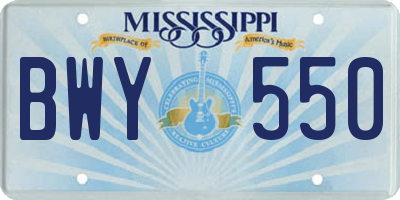 MS license plate BWY550