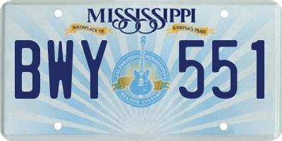 MS license plate BWY551