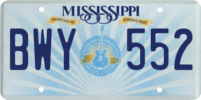 MS license plate BWY552