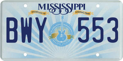 MS license plate BWY553