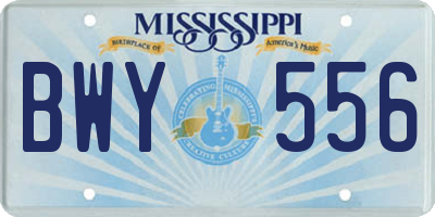 MS license plate BWY556