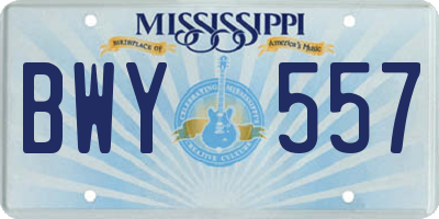 MS license plate BWY557