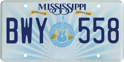 MS license plate BWY558